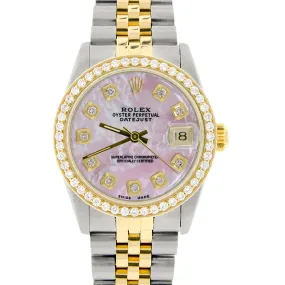 Rolex Datejust 2-Tone Gold/Steel 31mm Watch Pink MOP Diamond Dial &amp; Bezel TFJ-142508125