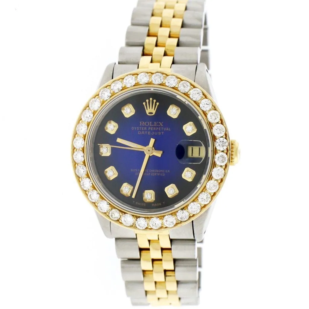 Rolex Datejust 2-Tone Gold/Steel 31mm Womens w/Blue Diamond Dial   TFJ-142508059