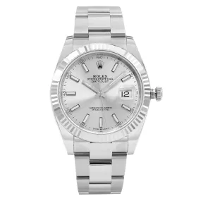 Rolex Datejust 41 18K White Gold Steel Silver Dial Automatic Mens Watch  TFJ-142508517