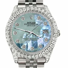 Rolex Datejust 41 4.4CT Diamond Bezel/Lugs/Tahitian Blue MOP  TFJ-142508584