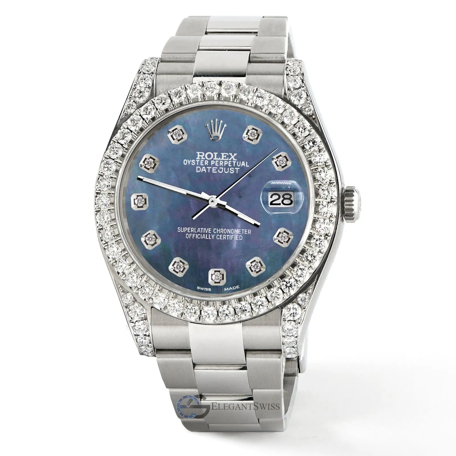 Rolex Datejust 41, Ref 126300, 4.4CT Diamond Bezel/Lugs/Black Pearl Dial Watch TFJ-142508773