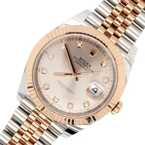 Rolex Datejust 41 Sundust Diamond Dial Rose Gold/Steel Jubilee Watch  TFJ-142508271