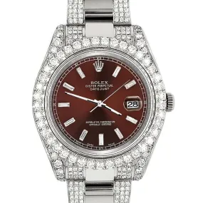 Rolex Datejust II 10.3CT Pave Diamond Bezel/Case/Bracelet/Chocolate Baguette B/P TFJ-142508237