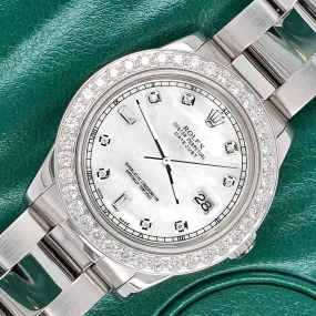 Rolex Datejust Midsize 31mm 1.52ct Bezel/White MOP Baguette Diamond Dial Watch TFJ-142507890