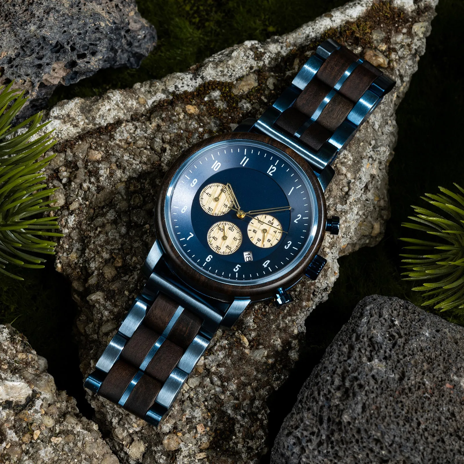 Rosario - Blue Steel & Ebony Chronograph