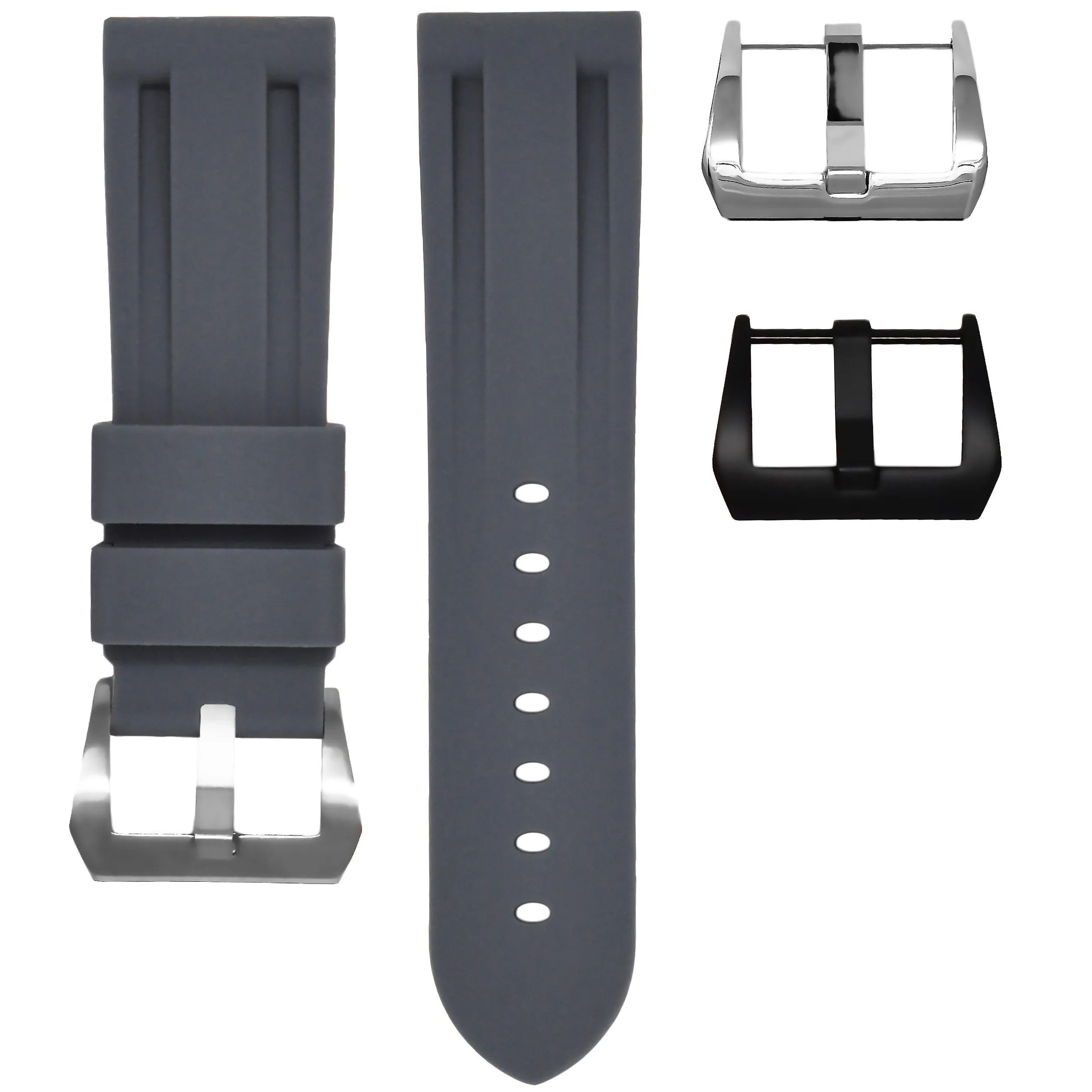 RUBBER STRAP FOR BREITLING TRANSOCEAN - GRAPHITE