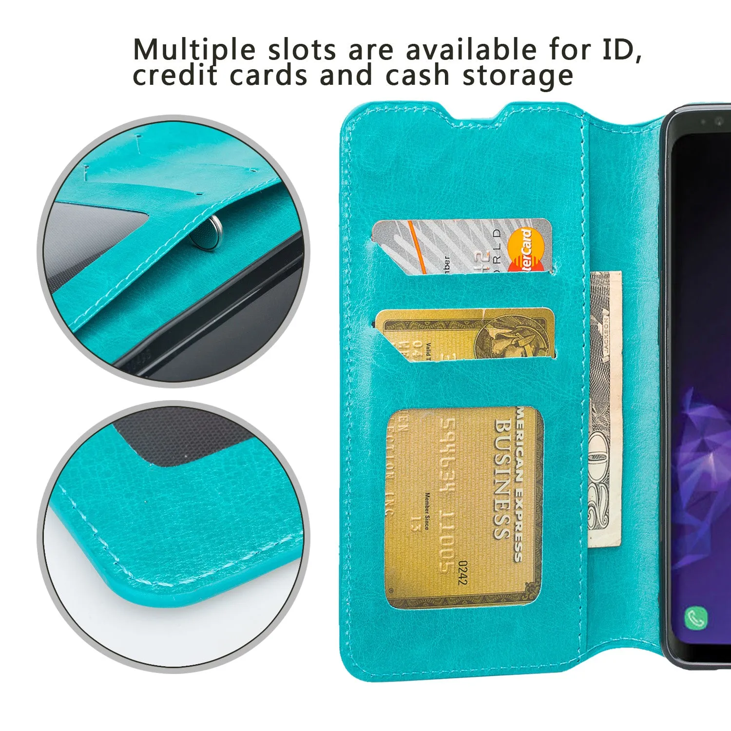 Samsung Galaxy S10 Plus Case, Galaxy S10  Wallet Case, Pu Leather Wallet Case [Kickstand] with ID & Credit Card Slots for Galaxy S10/Galaxy S10  - Teal