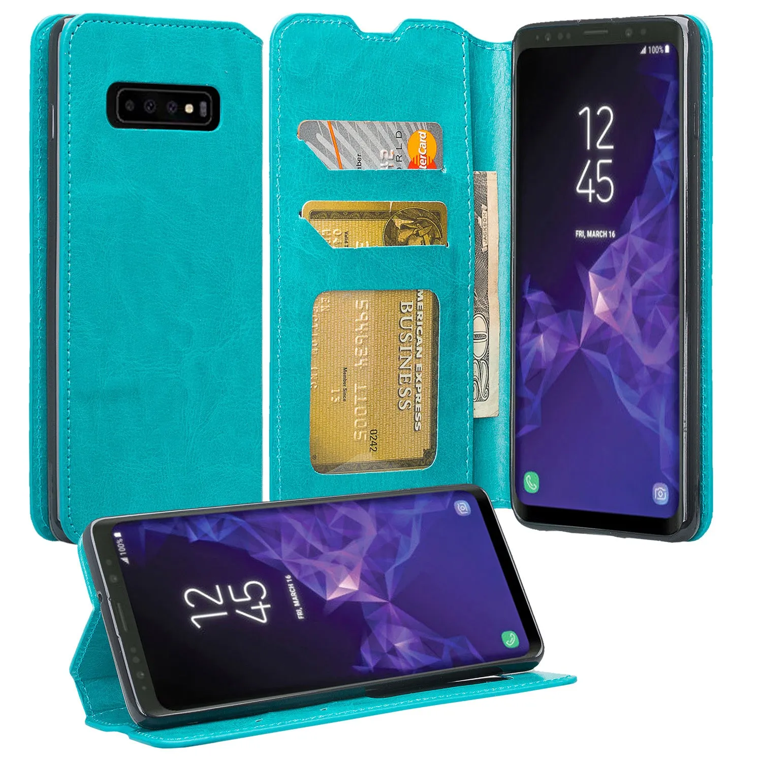 Samsung Galaxy S10 Plus Case, Galaxy S10  Wallet Case, Pu Leather Wallet Case [Kickstand] with ID & Credit Card Slots for Galaxy S10/Galaxy S10  - Teal