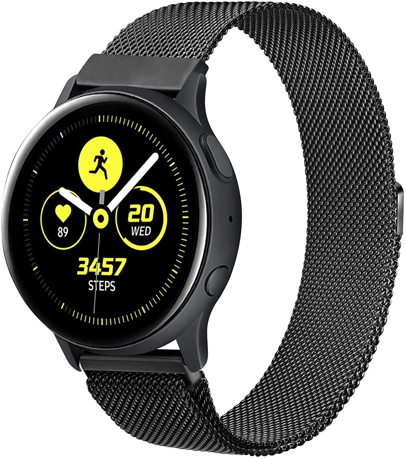 Samsung Galaxy Watch 4 40mm 44mm/Classic/Active 2 40mm 44mm/Galaxy Watch 3 41mm | Milanese Loop Metal Watch Band Strap | Black