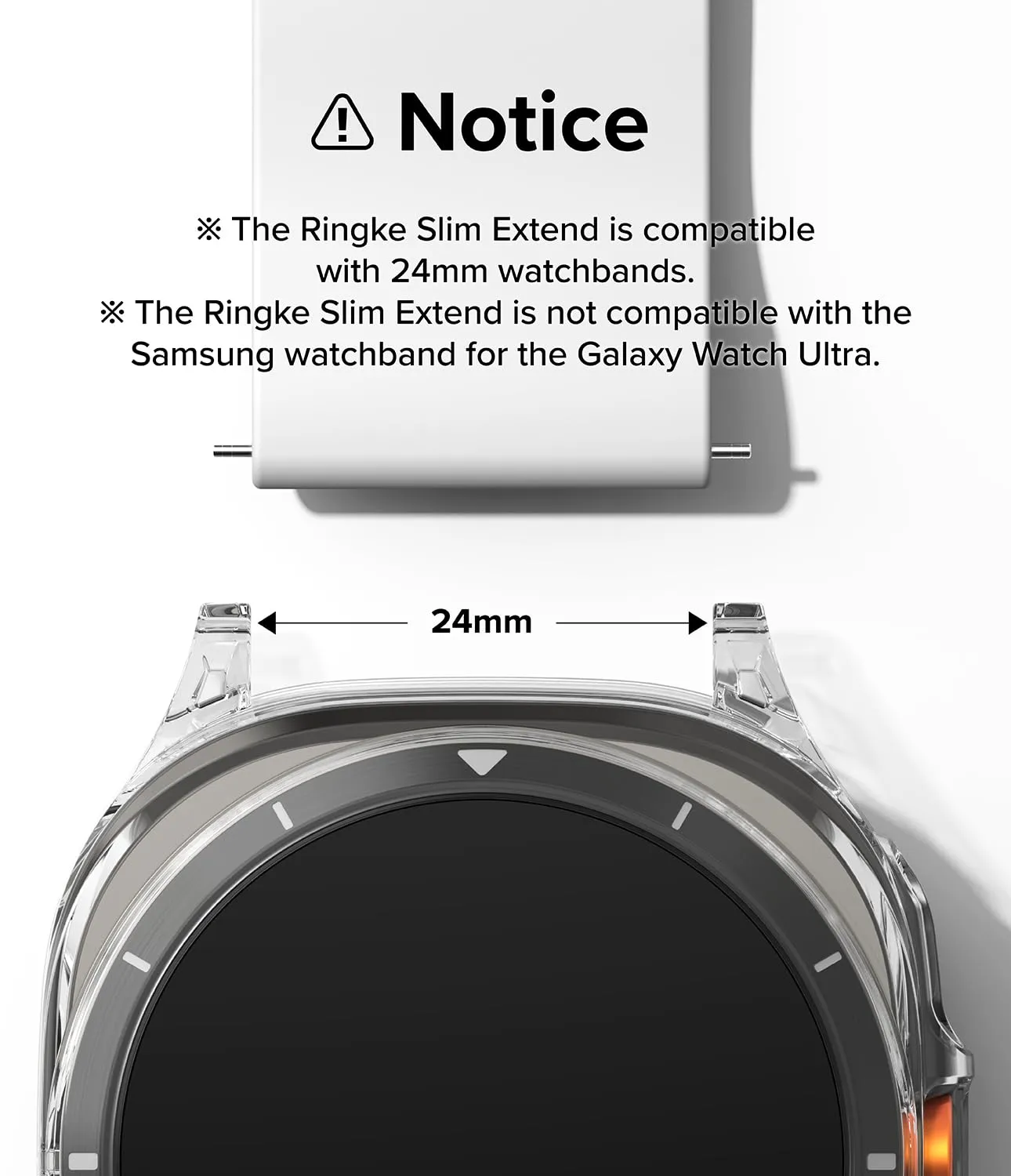 Samsung Galaxy Watch Ultra 47mm Slim Extend Case With Screen Protector Tempered Glass - Matte Black