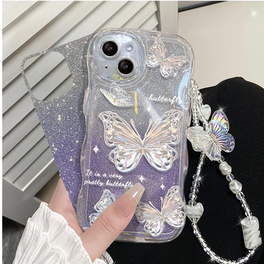 Shimmering Butterfly iPhone Case & Chain