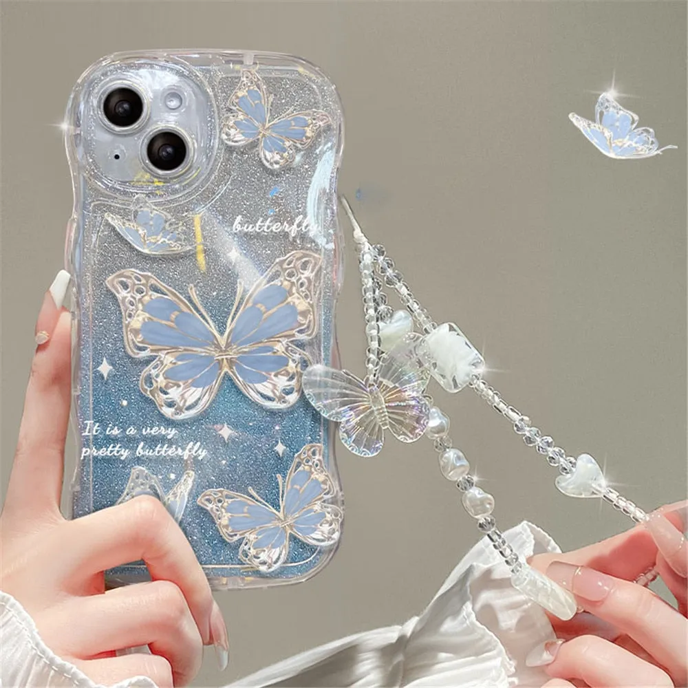 Shimmering Butterfly iPhone Case & Chain