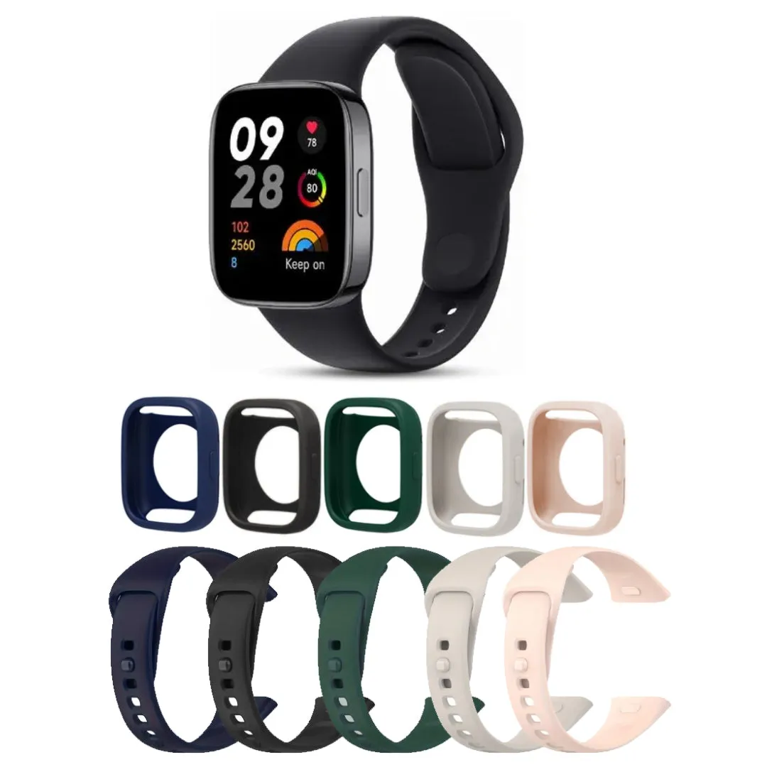 Silicone Straps For Xiaomi Mi Watch lite 3/Redmi Watch 3 Band   Watch Case (Multicolor)