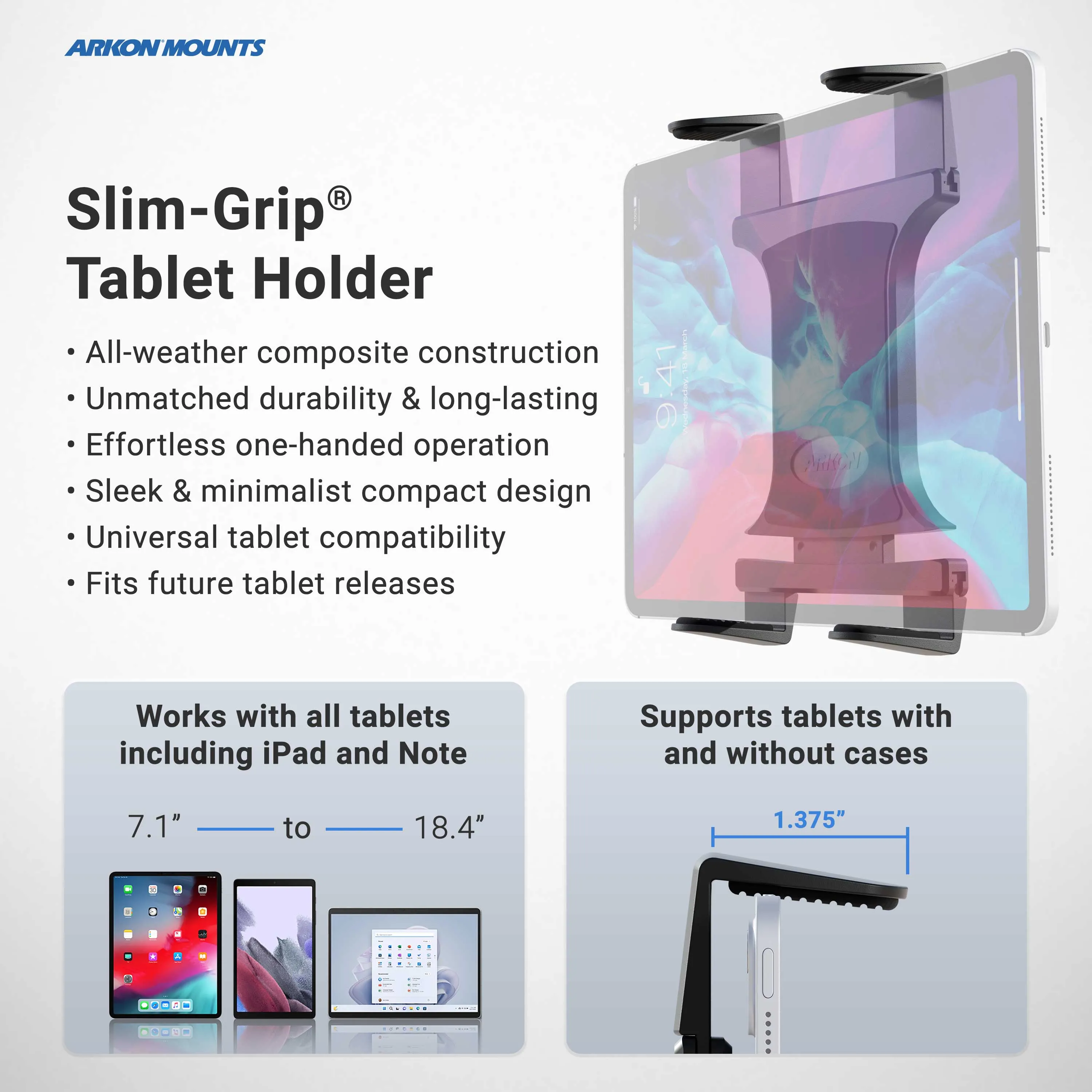 Slim-Grip® Universal Tablet Holder - Dual-T® Compatible