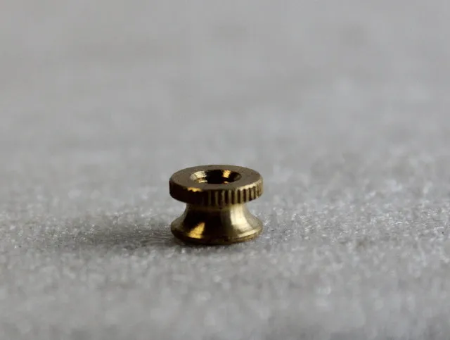 Small Knurled Brass Battery Nut - Tapped 8/32 F