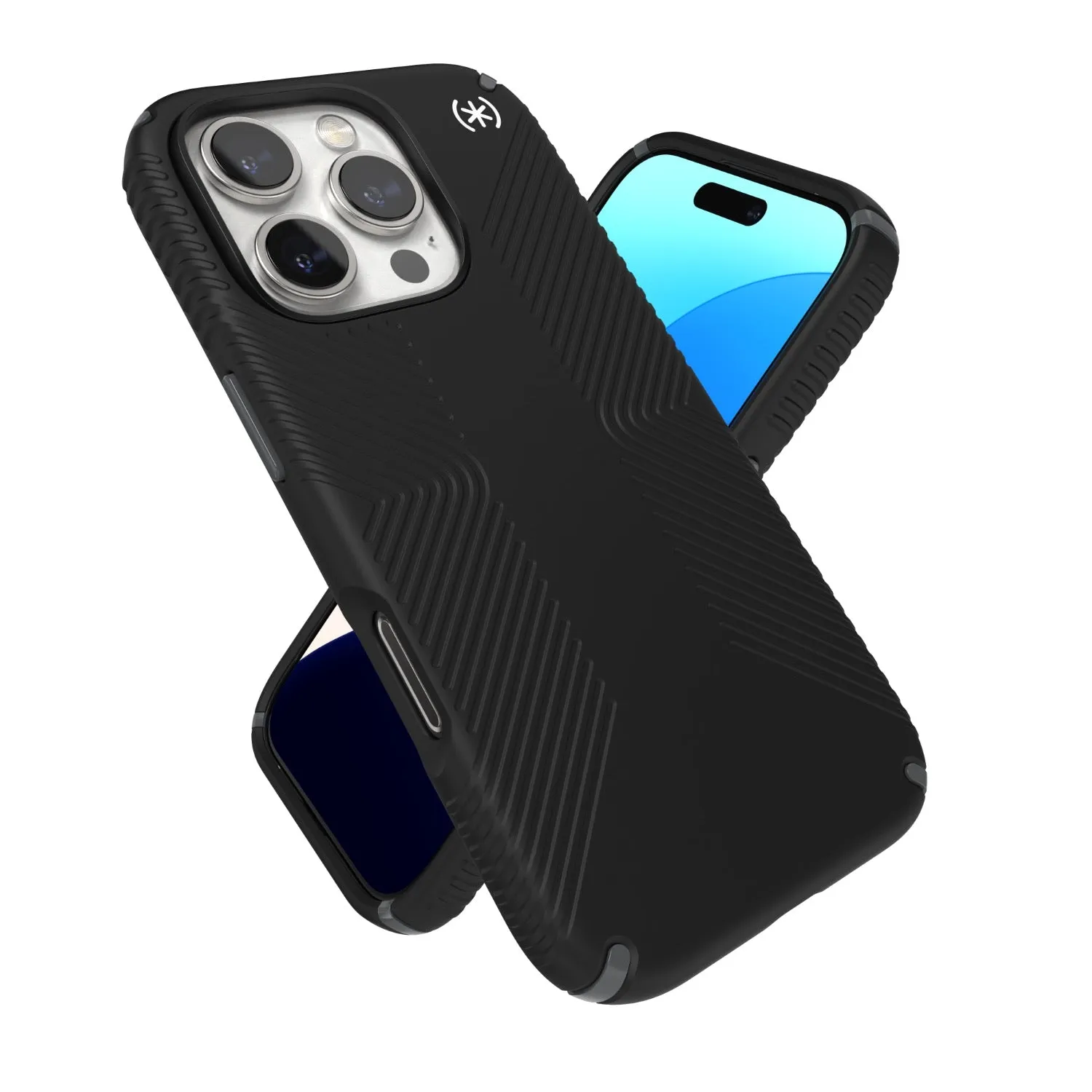 Speck Presidio2 Grip Case - Apple iPhone 16 Pro - Black & Slate Grey (SPK150778-3205)