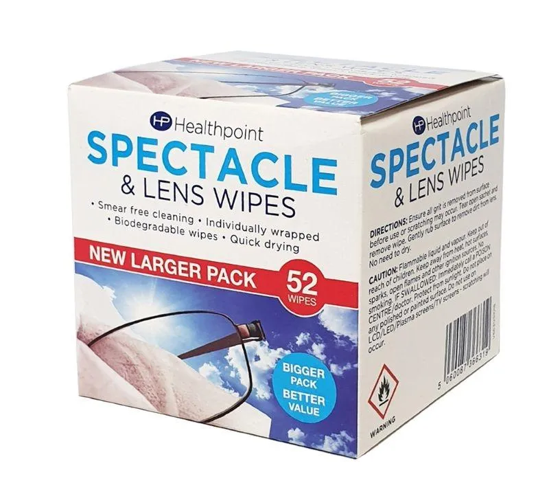 Spectacle & Lens Alcohol Wipes With Optional Blue Light Glasses