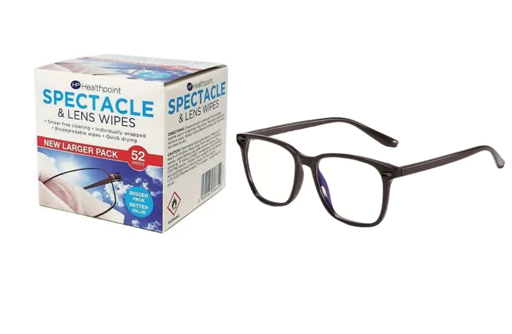 Spectacle & Lens Alcohol Wipes With Optional Blue Light Glasses