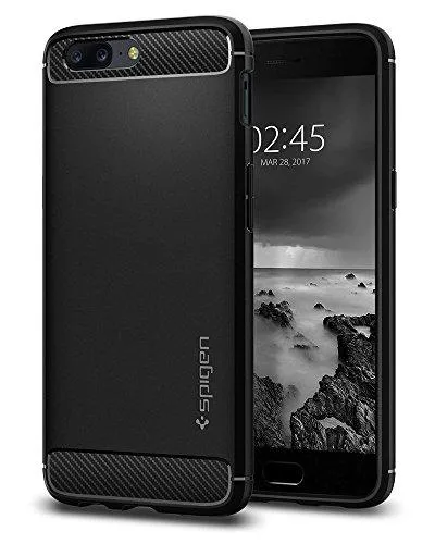 Spigen Rugged Armor Premium TPU Back Cover Case for OnePlus 5 / One Plus 5 / OP5 - Black K04CS21513