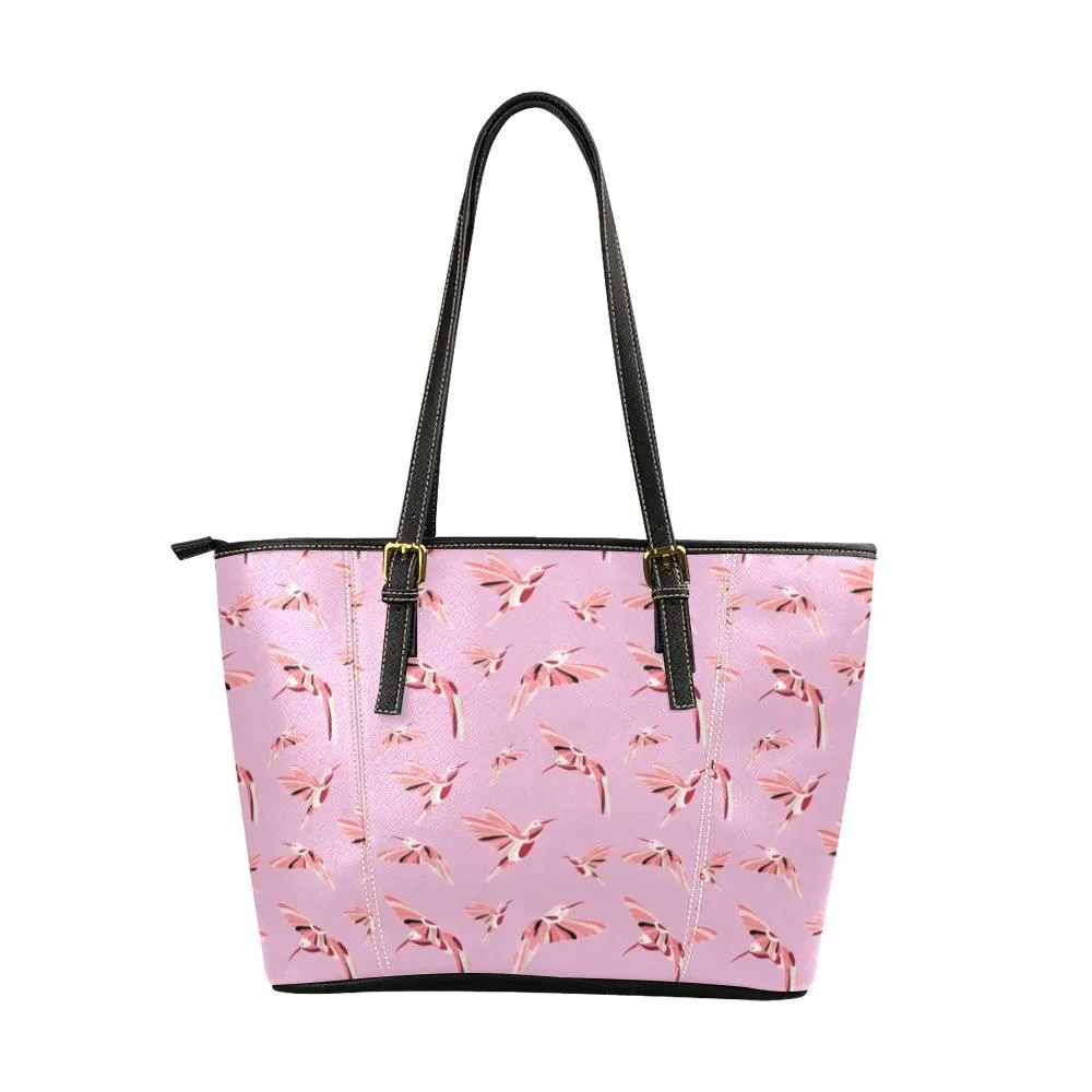 Strawberry Pink Leather Tote Bag/Large