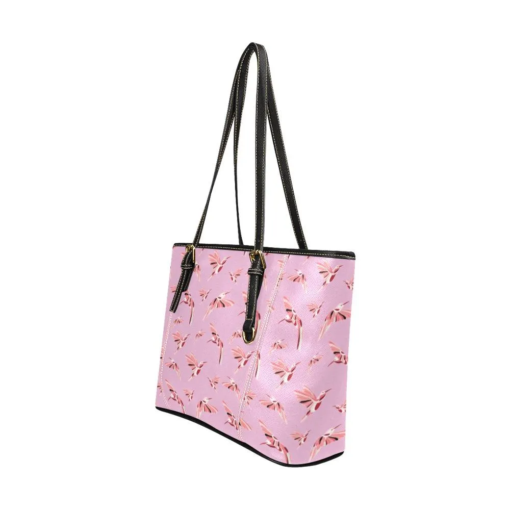 Strawberry Pink Leather Tote Bag/Large