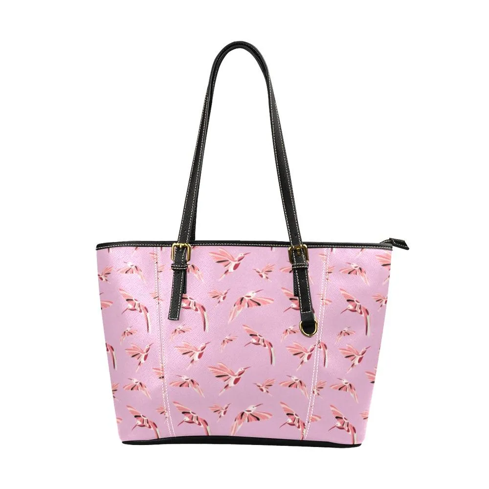 Strawberry Pink Leather Tote Bag/Large