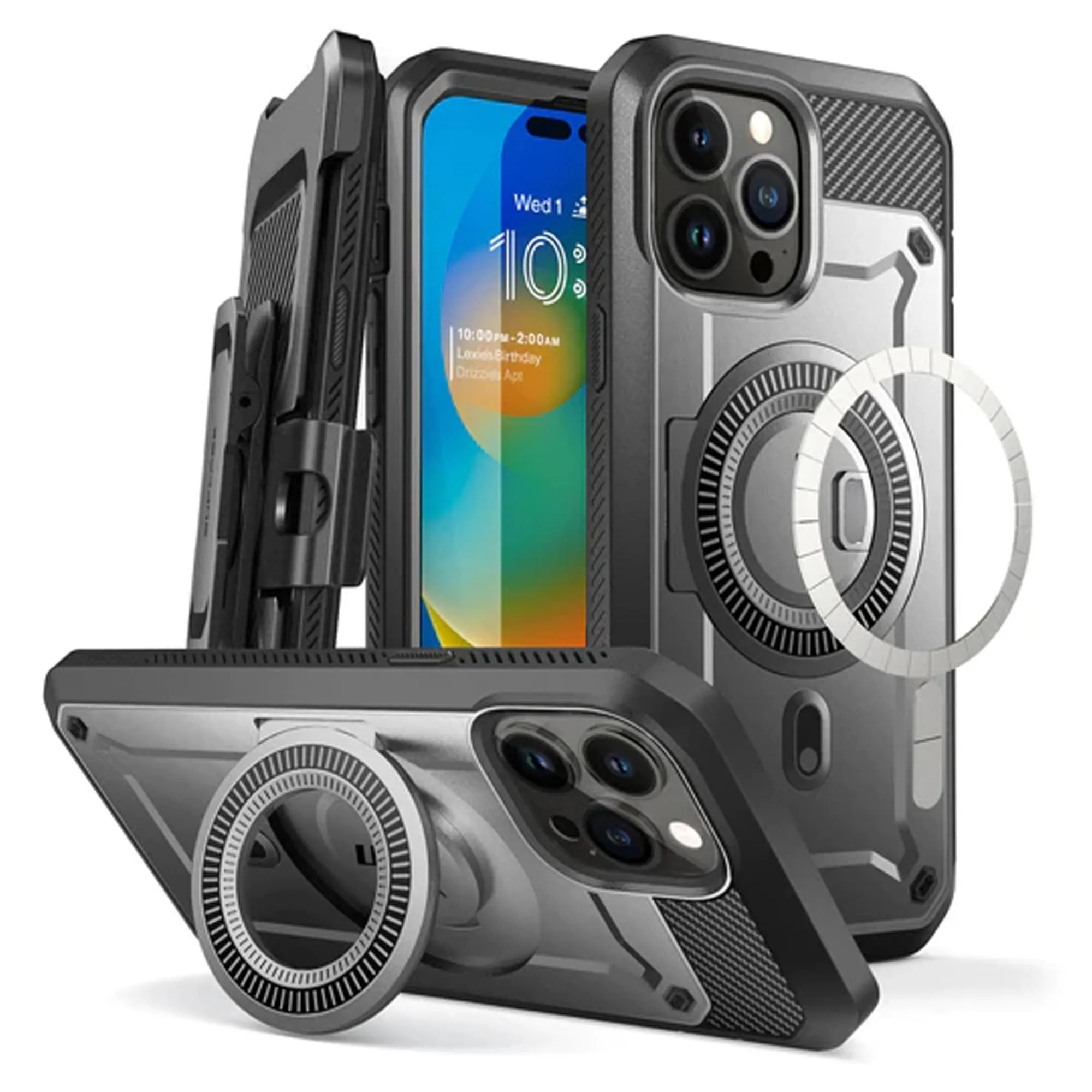 Supcase UB Unicorn Beetle PRO MAG for iPhone 14 Pro Max - MagSafe Rugged Case with Built-in Screen protector - Gun Metal (Barcode: 843439119963 )