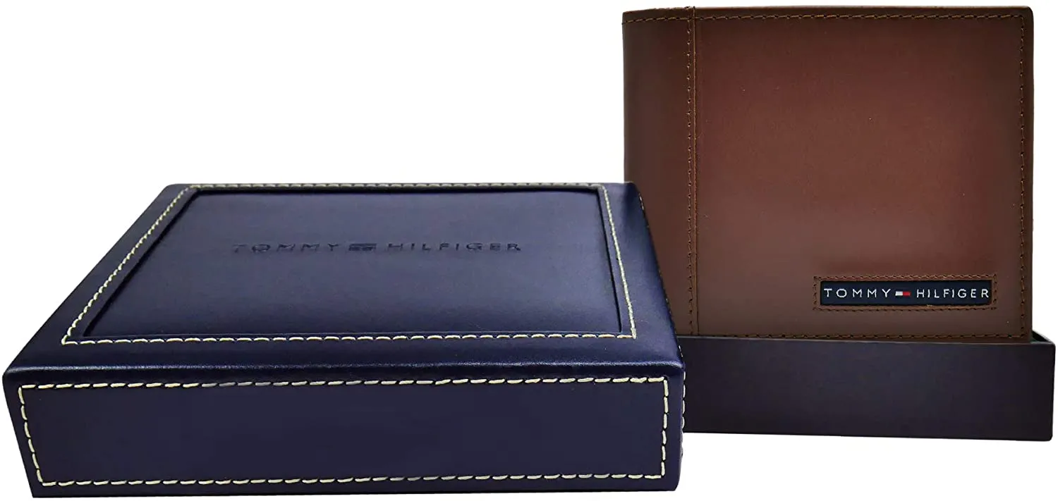 Tommy Hilfiger Men's Leather Slim Bifold Wallet with 6 Credit Card Pockets and Removable ID Window