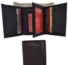 Trifold Genuine Leather Mens Wallet Flap ID Card Case 1107