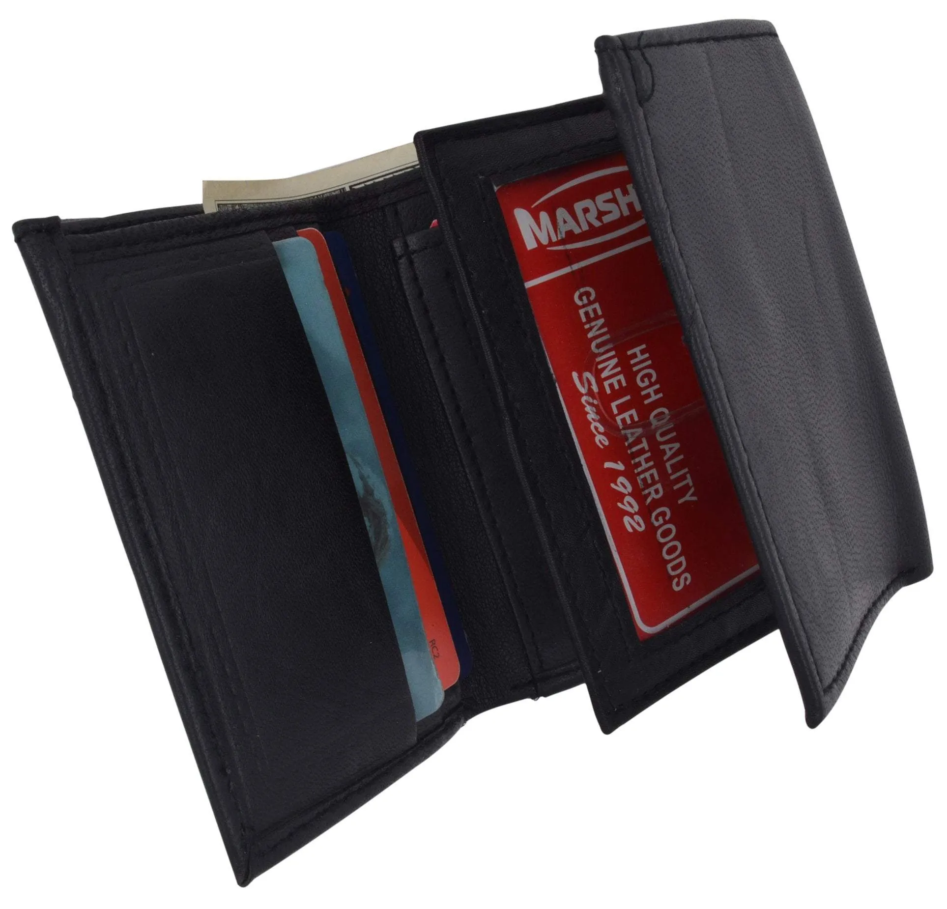 Trifold Genuine Leather Mens Wallet Flap ID Card Case 1107