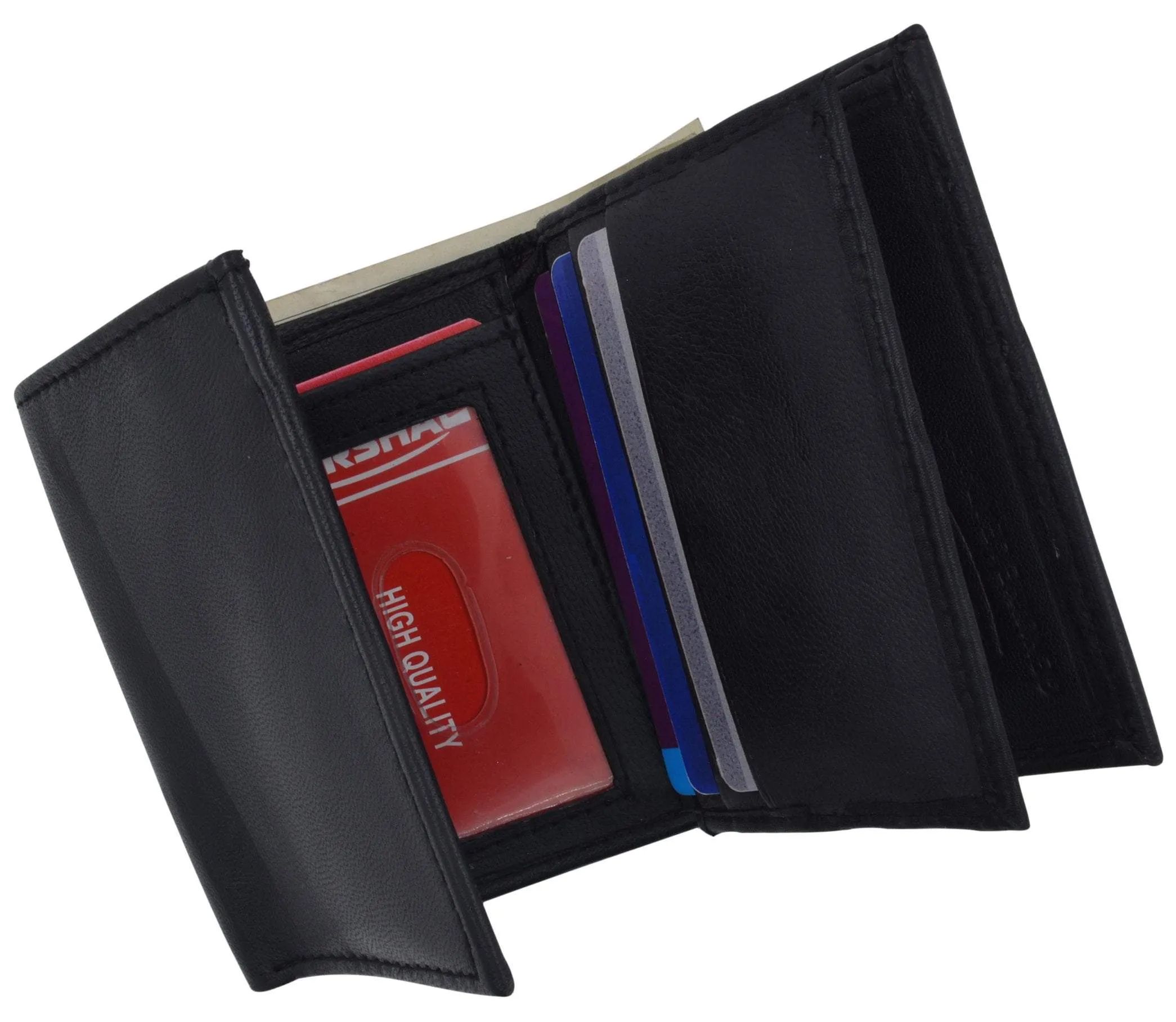 Trifold Genuine Leather Mens Wallet Flap ID Card Case 1107