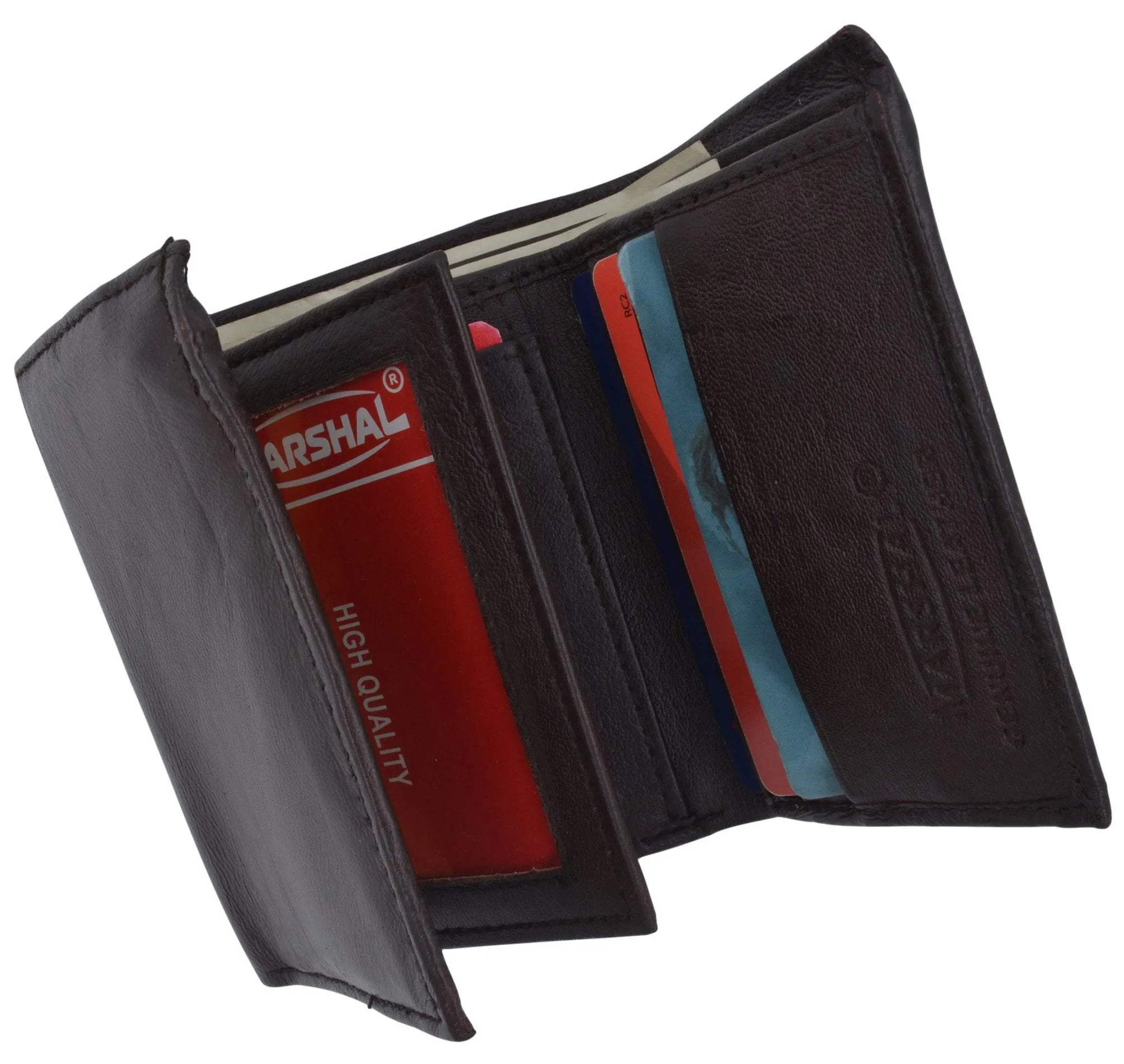 Trifold Genuine Leather Mens Wallet Flap ID Card Case 1107