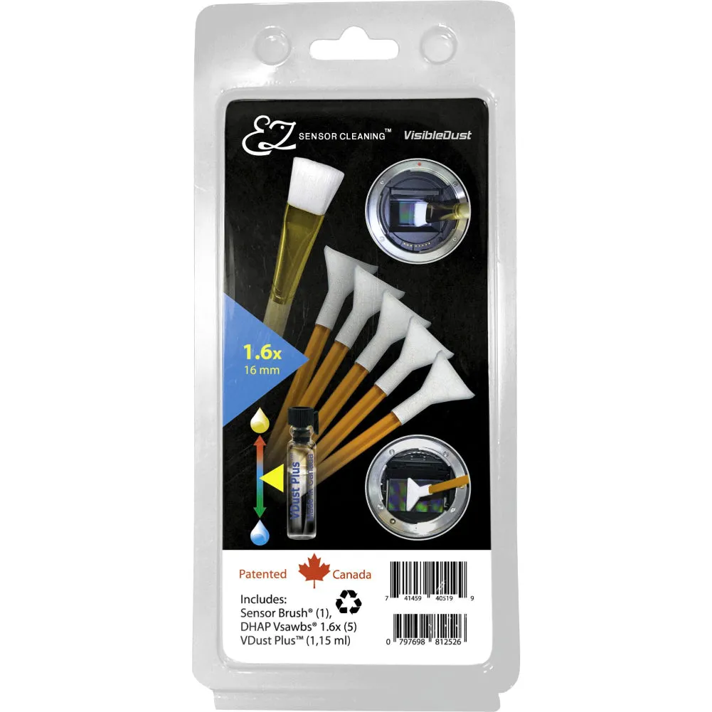 VisibleDust EZ Sensor Cleaning Kit Plus with VDust Plus, 5x Orange DHAP Vswabs and Sensor Brush