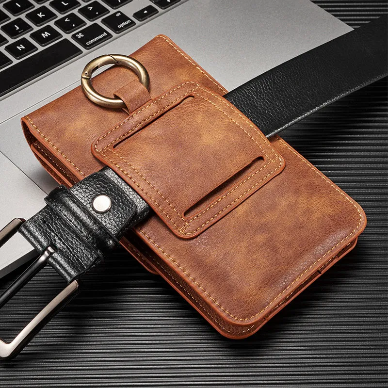 Waist Belt Clip Pouch Bag Leather Phone Case With Wallet Card Holder For IPhone Samsung Google