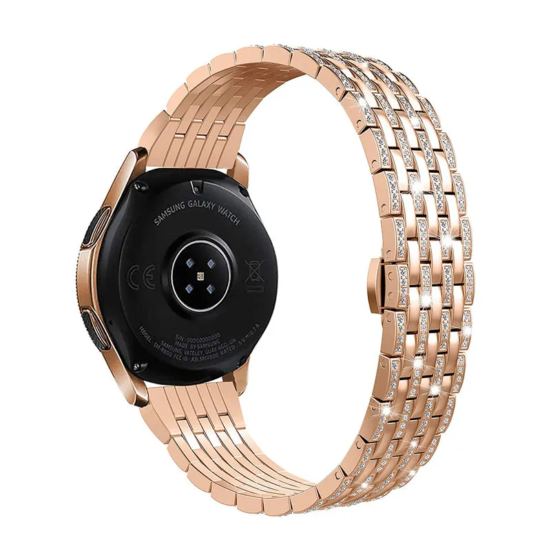 Wearlizer Metal Bands Galaxy Samsung Watch 42mm, Active 40mm, Active 2 40mm/44mm, Gear 2 Classic, 20mm Strap Wristband Bling Jewelry Rhinestone Bracelet Band for Women