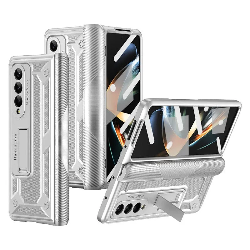 With Hing Portable Stand Holder Phone Case With Glass Film For Samsung Galaxy Z Fold 5 4