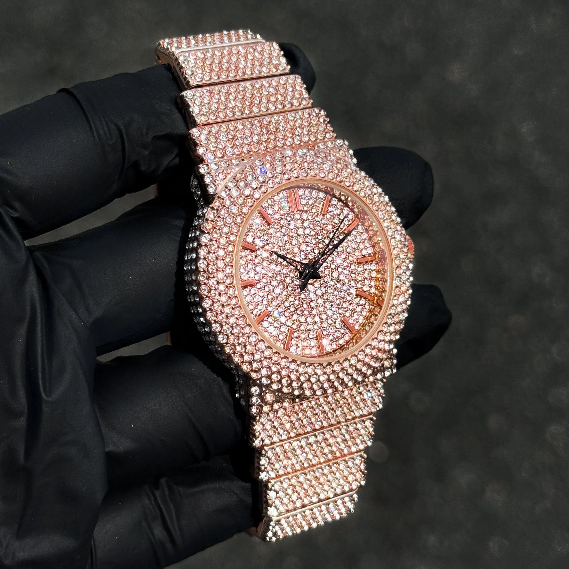 Women's 40mm Luxury Diamond Watch - Fully Iced Out Band with Brilliant Crystals