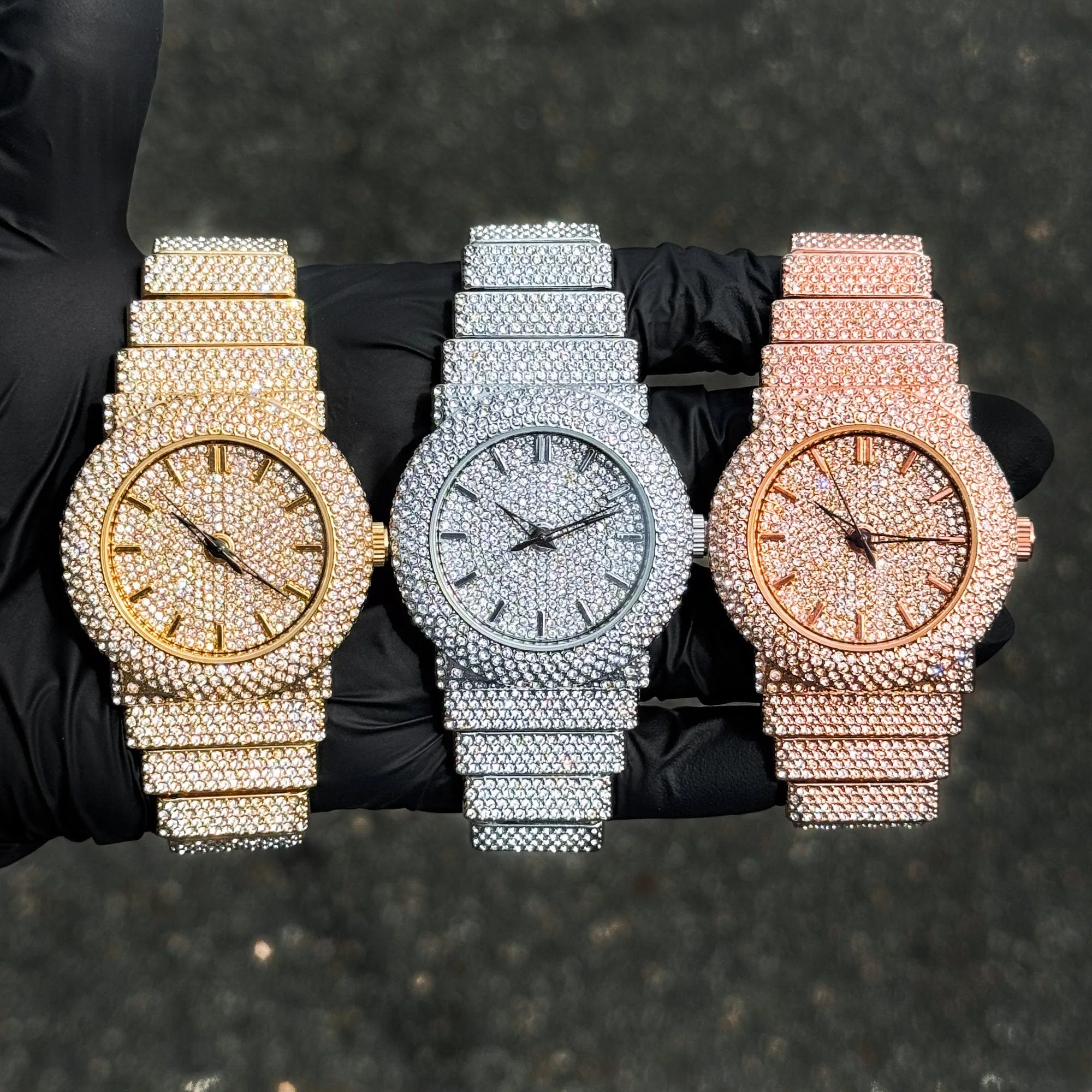 Women's 40mm Luxury Diamond Watch - Fully Iced Out Band with Brilliant Crystals