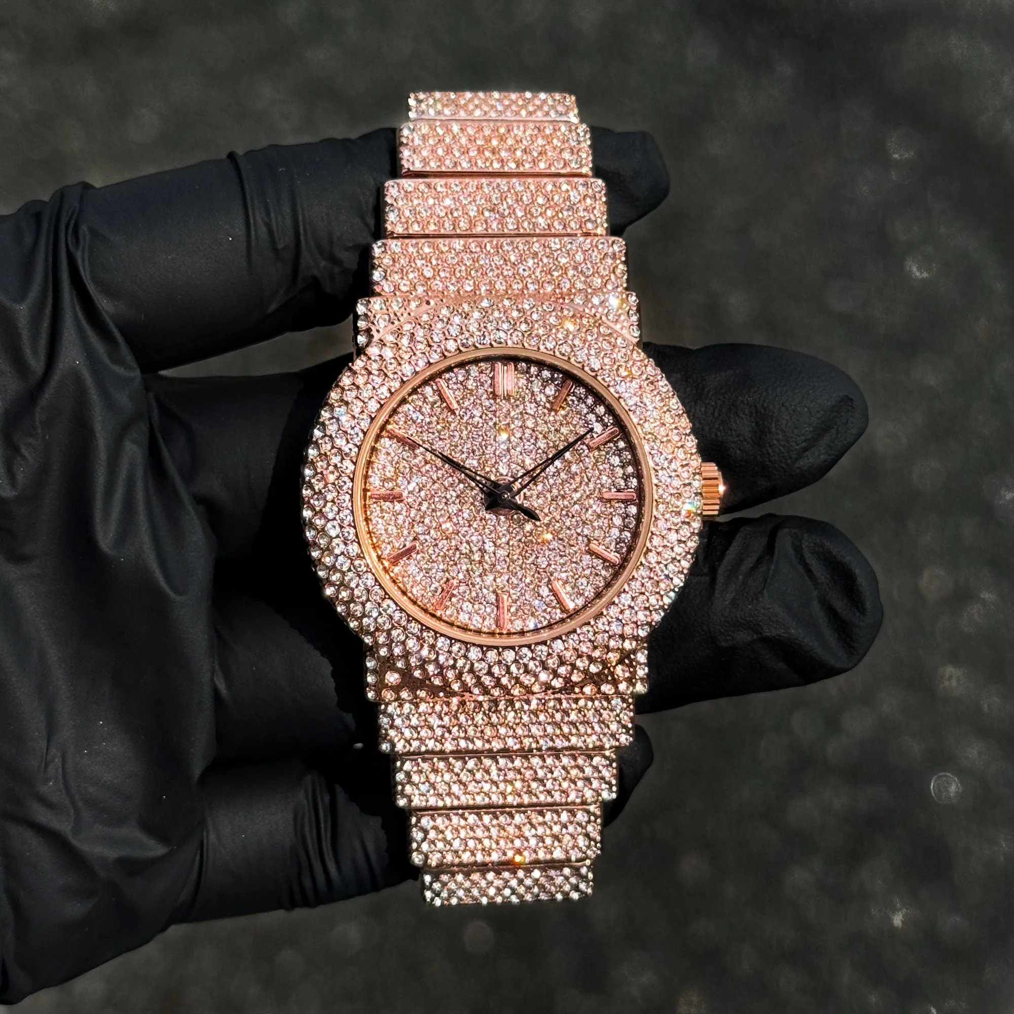 Women's 40mm Luxury Diamond Watch - Fully Iced Out Band with Brilliant Crystals