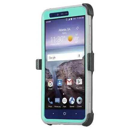 ZTE Z Max Pro Case, Blade X Max, ZTE Carry, ZTE Grand X Max 2 Case, Imperial Max Case [Built-in Screen Protector] Heavy Duty Belt Clip Holster / Rugged Triple Layer Protection - Teal