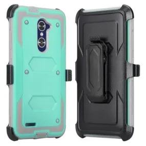 ZTE Z Max Pro Case, Blade X Max, ZTE Carry, ZTE Grand X Max 2 Case, Imperial Max Case [Built-in Screen Protector] Heavy Duty Belt Clip Holster / Rugged Triple Layer Protection - Teal